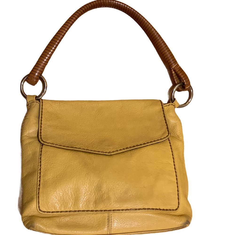 Plinio Visona Yellow Leather Shoulder Bag